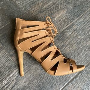 Tan Anne Michelle strappy heels